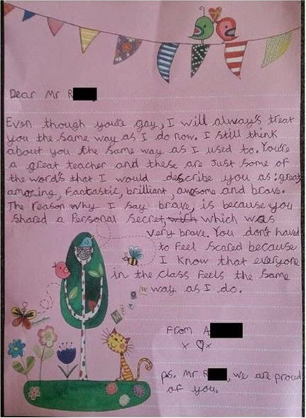 A carta enviada pela garota de 9 anos ao professor